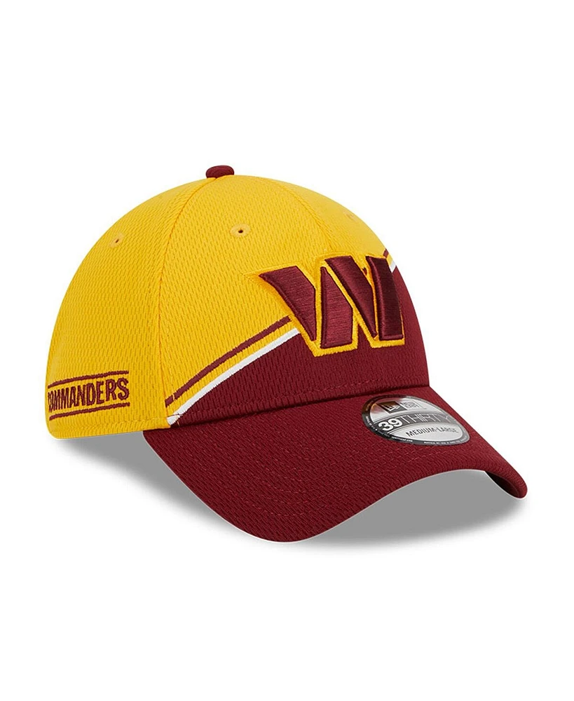 Men's New Era Gold, Burgundy Washington Commanders 2023 Sideline 39THIRTY Flex Hat