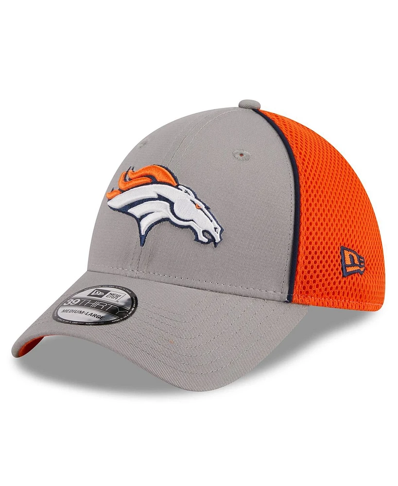 Men's New Era Gray Denver Broncos Pipe 39THIRTY Flex Hat
