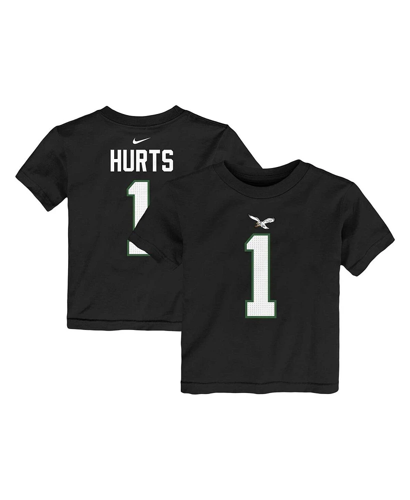 Toddler Boys and Girls Nike Jalen Hurts Black Philadelphia Eagles Player Name Number T-shirt