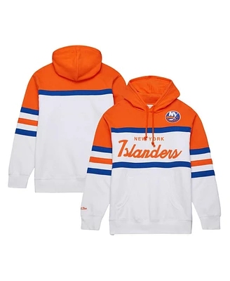 Men's Mitchell & Ness White, Orange New York Islanders Head Coach Pullover Hoodie