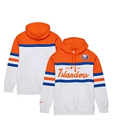 Men's Mitchell & Ness White, Orange New York Islanders Head Coach Pullover Hoodie
