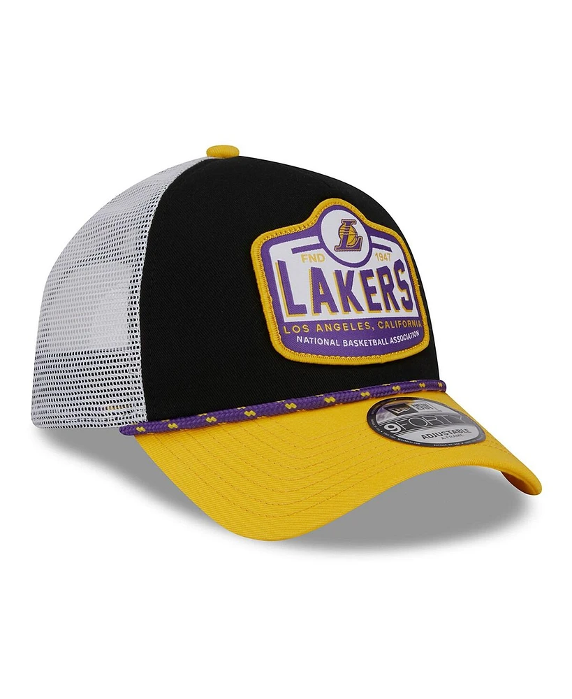 Men's New Era Black, Gold Los Angeles Lakers 2024 Nba All-Star Game A-Frame 9FORTY Trucker Hat