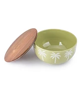 Thirstystone Palm Tree Serving Bowl with Wooden Lid
