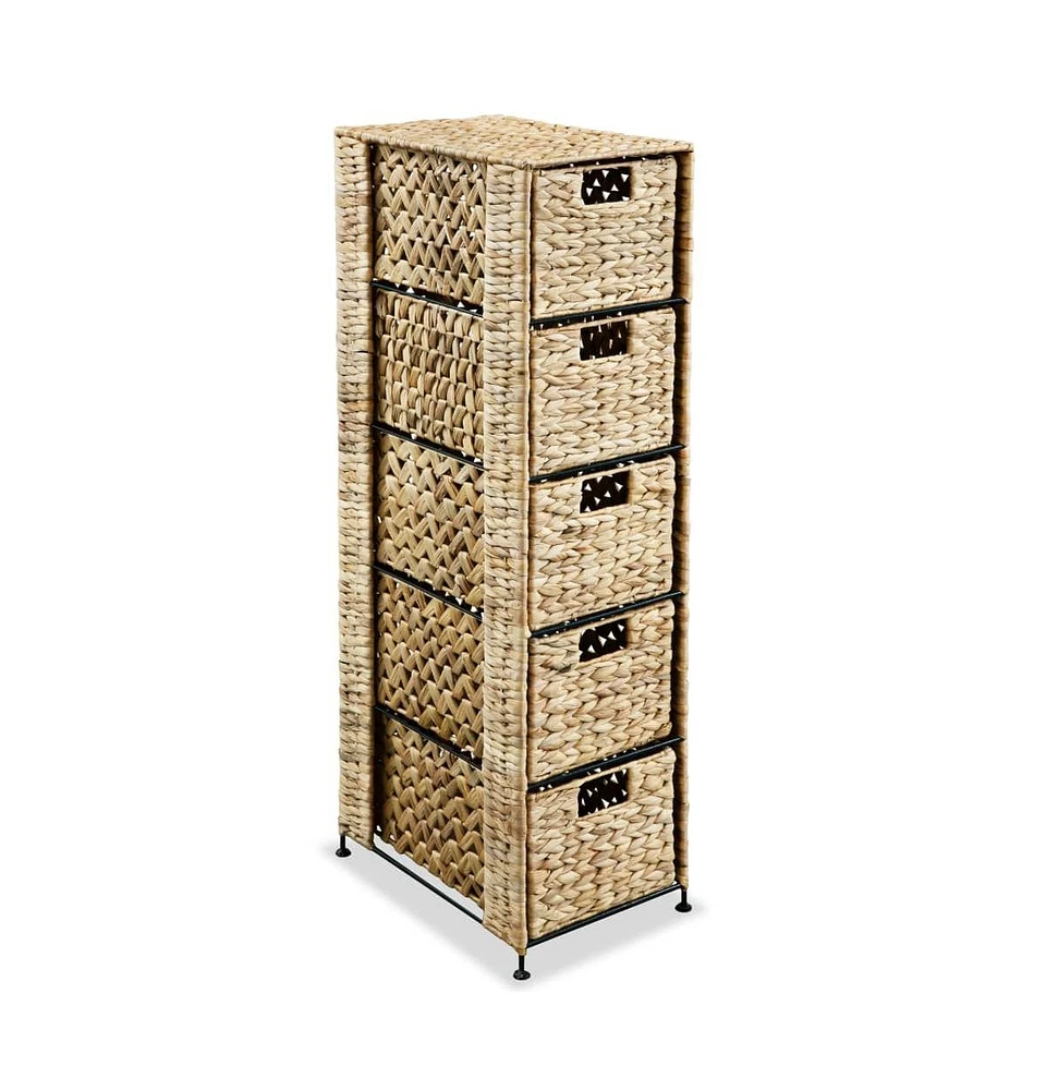 Storage Unit with 5 Baskets 10"x14.6"x39.4" Water Hyacinth