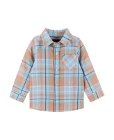 Andy & Evan Baby Boys Orange and Blue Plaid Buttondown Pants Set