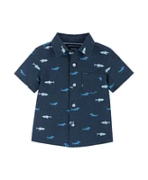 Andy & Evan Baby Boys Sharks Short Sleeve Buttondown and Shorts Set