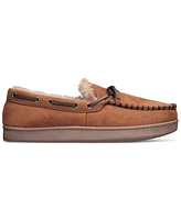 Club Room Men's Faux-Suede Moccasin Slippers with Faux-Fur Lining, Created for Macy's