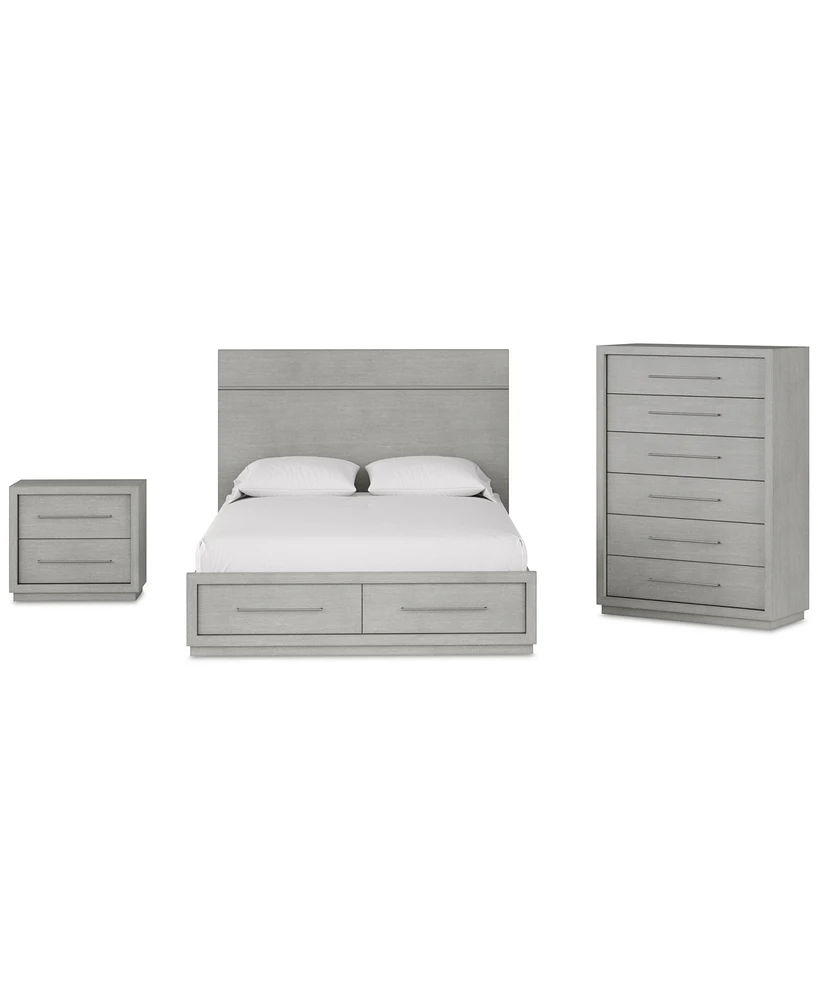 Tivie 3pc Bedroom Set (California King Storage Bed + Chest + Nightstand), Created for Macy's