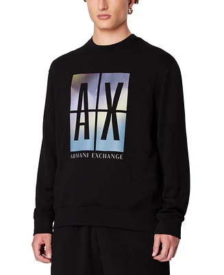 A|X Armani Exchange Men's Regular-Fit Box Logo-Print Crewneck Sweatshirt