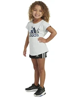 adidas Little & Toddler Girls Graphic T-Shirt Mesh Shorts, 2 Piece Set