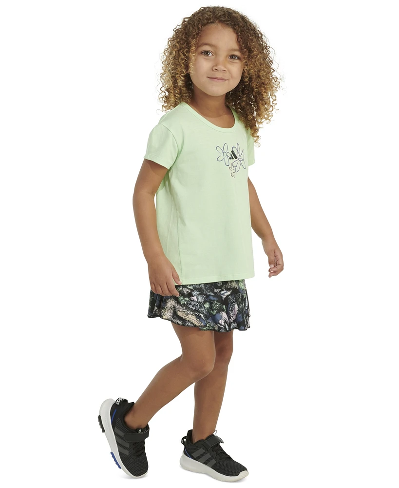 adidas Little & Toddler Girls T-Shirt Printed Ruffle Skort, 2 Piece Set