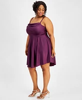 City Studios Trendy Plus Size Cowlneck Fit & Flare Dress