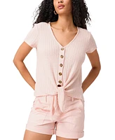 Sanctuary Women's By My Side Tie-Front Pointelle Tee