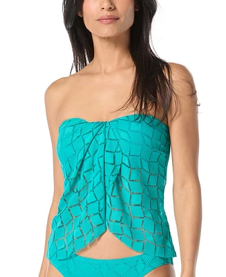 Vince Camuto Women's Crochet Draped Tankini Top