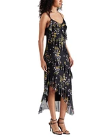 Steve Madden Women's Aida Printed Ruffled Asymmetric-Hem Dress