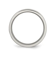 Chisel Titanium Brushed and Polished 6 mm Grooved Wedding Band Ring