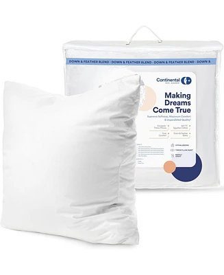 Continental Bedding 26x26 Luxury Throw Pillow Insert 100% White down