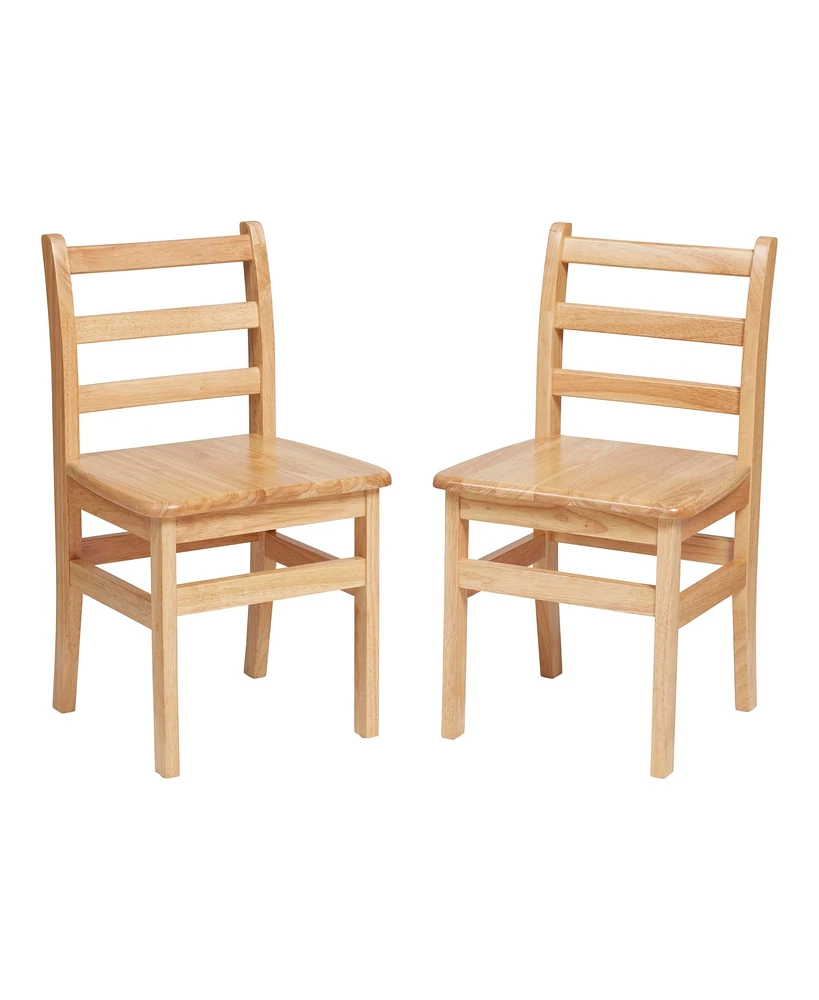 ECR4Kids 16" Hardwood 3-Rung Ladderback Chair, 2-Pack