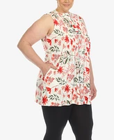 White Mark Plus Floral Sleeveless Tunic Top