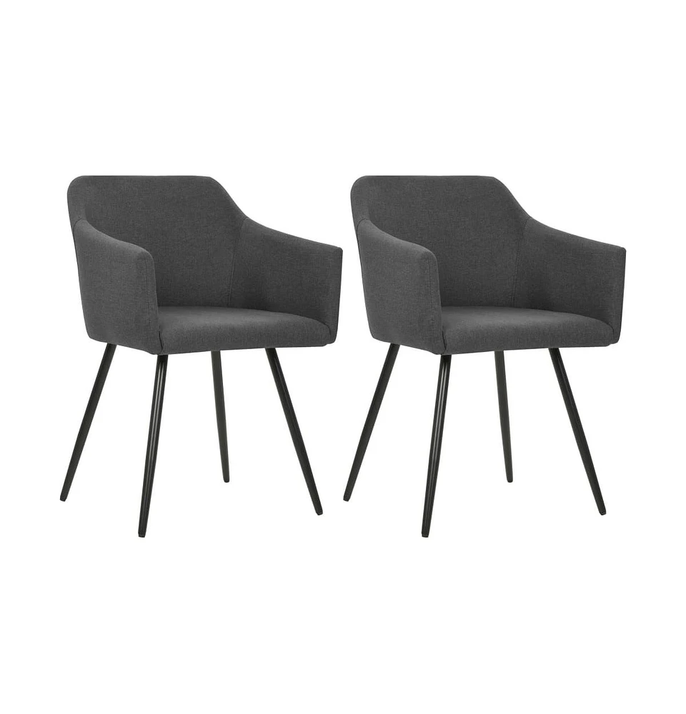 Dining Chairs 2 pcs Dark Gray Fabric