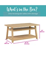 ECR4Kids Sit n' Stash Rectangular Table, Classroom Storage, Natural