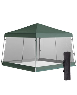 Outsunny 10' x 10' Pop Up Canopy with Screen Net Sidewalls, Green