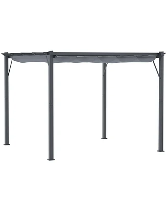 Outsunny 10' x 10' Pergola with Retractable Shade Canopy, Aluminum, Gray