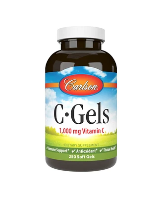 Carlson - C-Gels, 1000 mg, Vitamin C Softgels, Immune Support, Antioxidant, 250 Softgels - Assorted Pre