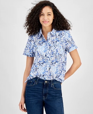 Tommy Hilfiger Women's Garden Floral Cotton Camp Shirt