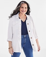 Style & Co Plus Linen Blend Field Jacket, Created for Macy's