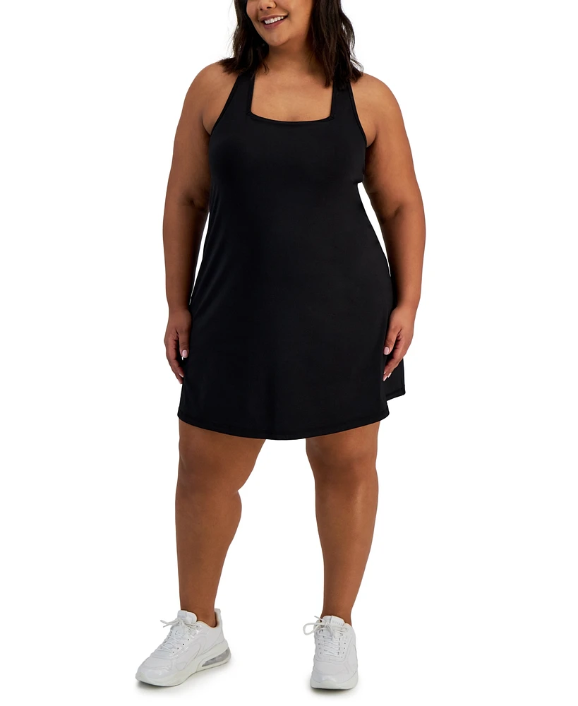 Id Ideology Plus Size Active Solid Cross-Back Sleeveless Dress, Created for Macy's