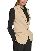 Dkny Petite Colorblocked Peak-Lapel Stretch Jacket