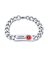 Bling Jewelry Medical Identification Id Bracelet Blank Miami Cuban Chain Stainless Steel 8 Inch
