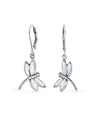 Bling Jewelry Dainty Butterfly Dragonfly Firefly Garden Iridescent White Mother of Pearl Shell Inlaid Drop Lever back Dangle Earrings For Women Teen S