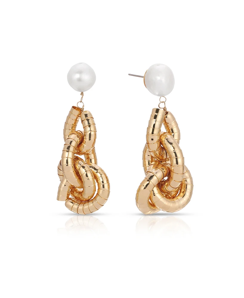 Ettika Liquid Gold-Plated Cultured Freshwater Pearl 18K Gold-Plated Drop Earrings