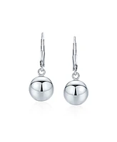 Bling Jewelry Simple Basic Dangling Lever back Round Bead Ball Drop Earrings For Women Sterling Silver 10MM