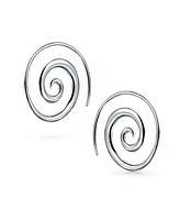 Bling Jewelry Geometric Tribal Swirl Wire Spiral Hoop Threader Earrings For Women Sterling Silver