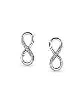 Bling Jewelry Classic Cubic Zirconia Eternity Cz Accent Pave Love Knot Symbol Eternity Infinity Stud Earrings For Women Sterling Silver