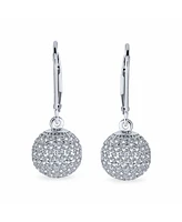 Minimalist Geometric Cubic Zirconia Pave Cz Disco Ball Lever back Drop Statement Earrings For Women Prom Sterling Silver