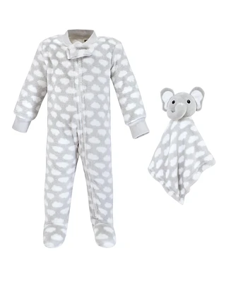 Hudson Baby Baby Boys Unisex Baby Flannel h Sleep and Play and Security Toy, Elephant Cloud