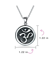 Bling Jewelry Circle Disc Aum Om Ohm Sanskrit Symbol Yoga Medallion Aum Om Ohm Necklace Pendant For Women s Men Necklace Oxidized Sterling Silver