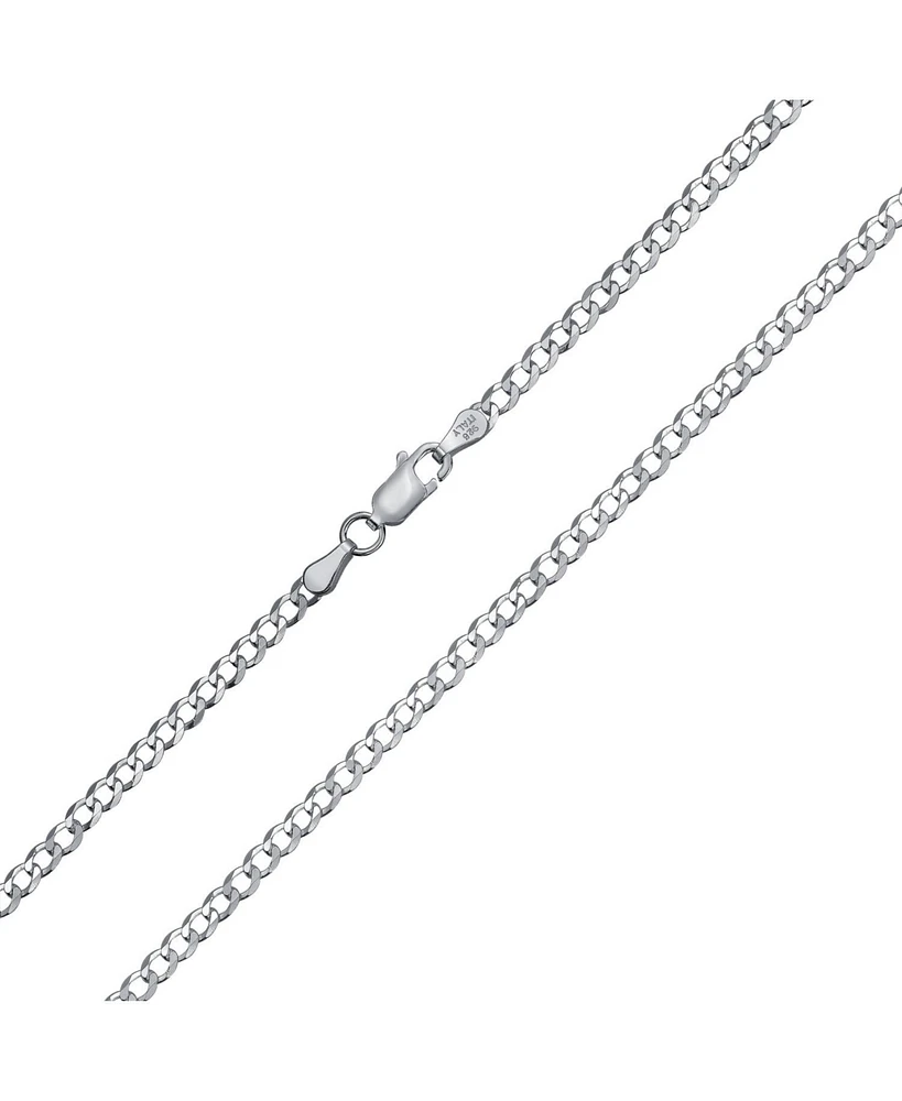 Bling Jewelry Solid 3MM Sterling Silver Miami Cuban Curb Chain Necklace 16 Inch
