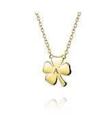 Bling Jewelry Irish Lucky Shamrock Good Luck Charm Four Leaf Clover Pendant Necklace For Women Yellow Gold Plated Sterling Silver - Gold