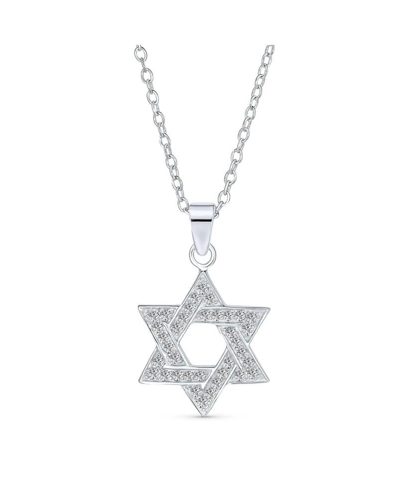 Bling Jewelry Judaica Hanukkah Star of David Pendant Necklace: Cz Accents Sterling Silver Women Bat Mitzvah