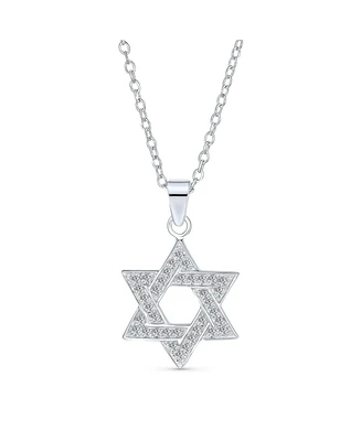 Judaica Hanukkah Star of David Pendant Necklace: Cz Accents, Sterling Silver, Women & Bat Mitzvah