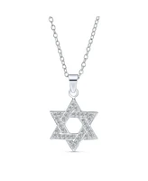 Bling Jewelry Judaica Hanukkah Star of David Pendant Necklace: Cz Accents Sterling Silver Women Bat Mitzvah