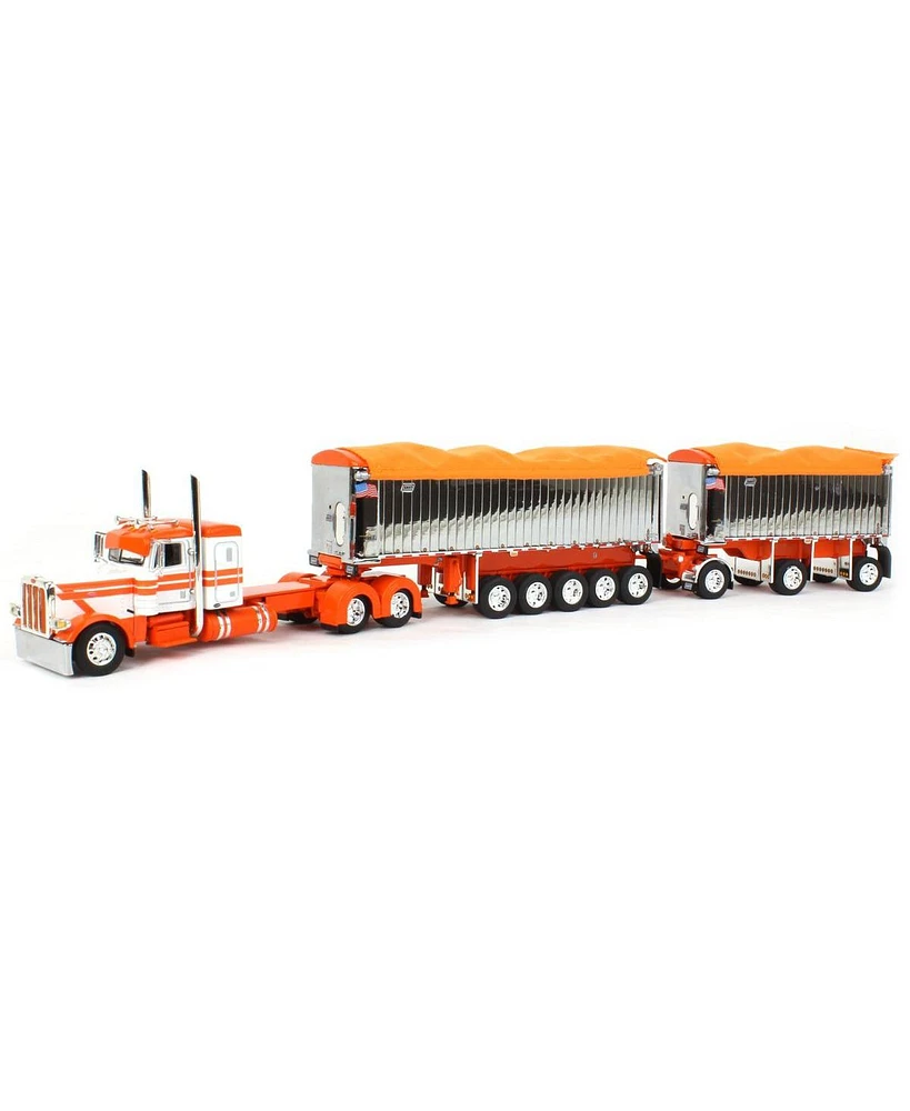 1/64 White Orange Peterbilt 389 Chrome East Genesis Ii Dump Trailer Dcp First Gear