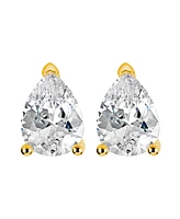 Suzy Levian New York Sterling Silver Cubic Zirconia Pear-Cut Classic Stud Earrings