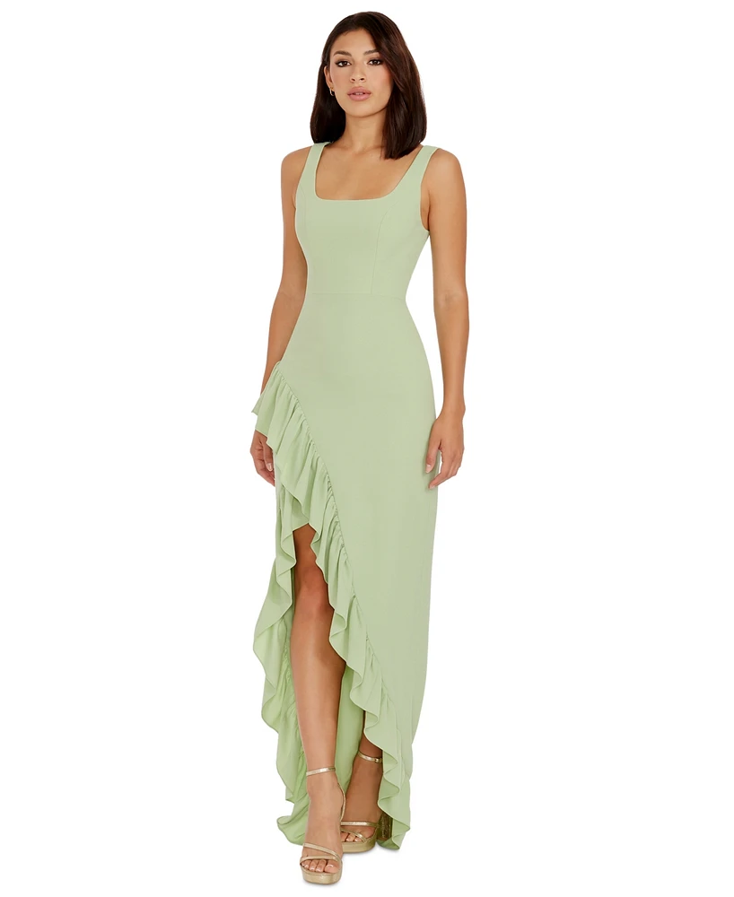 Dress the Population Women's Charlene Ruffled High-Low Gown