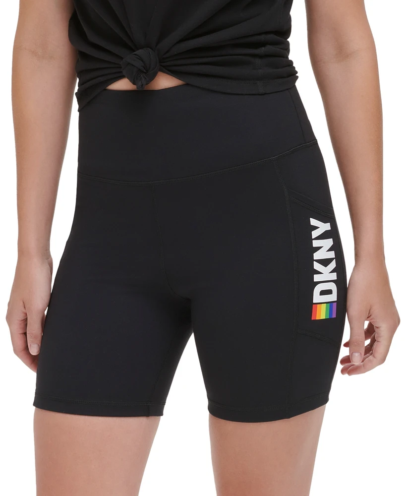 Dkny Sport Women's Rainbow Pride High Rise Bike Shorts